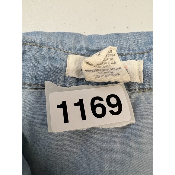 Sans Souci Women's Blue Chambray Long Sleeve Button Up Shirt Size S - Picture 7 of 7